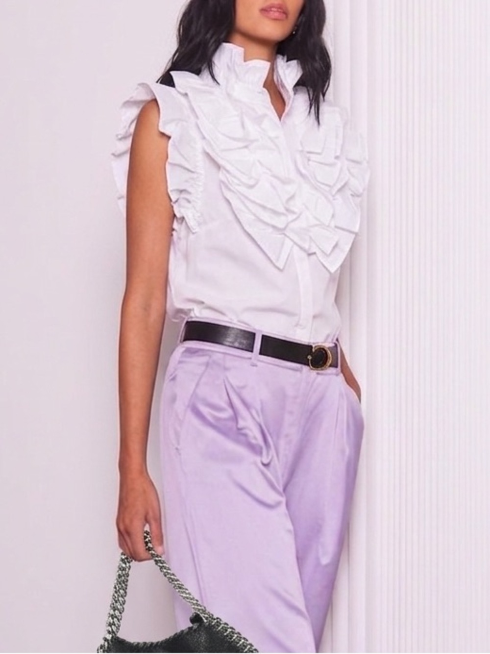Never Fully Dressed Sleeveless White Ruffled Blouse